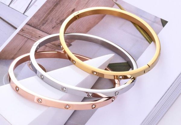 

new korean version of the whole diamond sand light trend fashion bracelet titanium steel straight female rose gold bracelet, Golden;silver