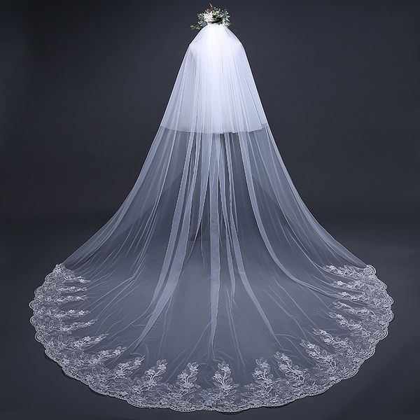 

fancy ivory long wedding veil with comb 33m long bridal veils with comb wedding accessories, Black