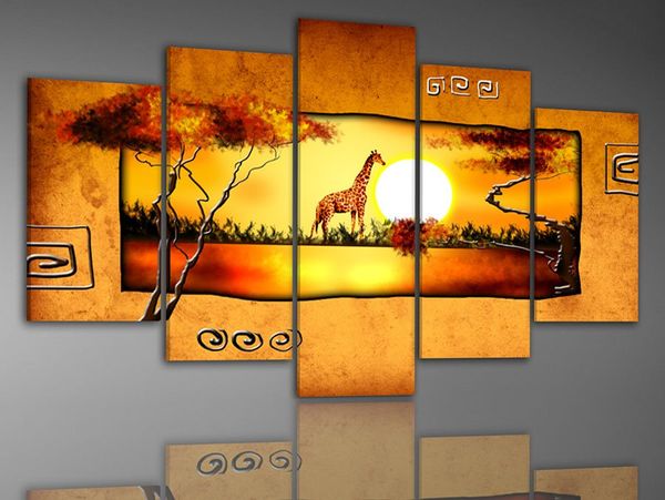 2019 Handmade Abstract African Landscape Sunset Painting Oil Canvas Art Modern Wall Canvas Art Canvas Oil Paintings Bedroom Best Painting Quality From