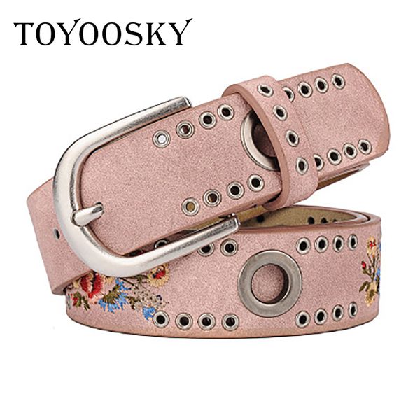 

toyoosky 2018 women belt red for jeans wide women belt vintage buckle waist belts for printing flowers strap, Black;brown