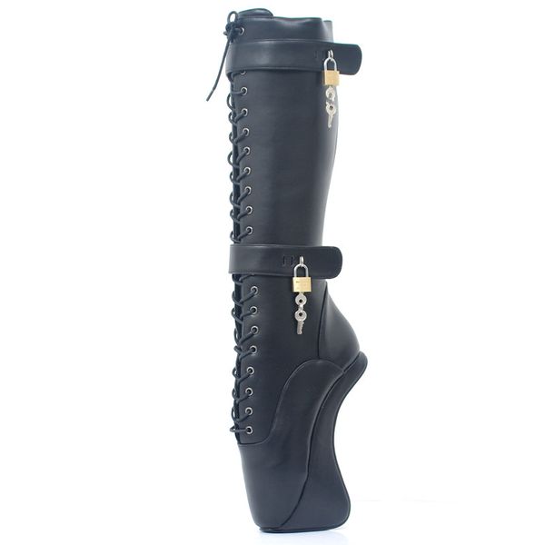 

18cm heel height round toe hoof heel platform party knee boots us size 5.5-14.5 no.mt1822, Black