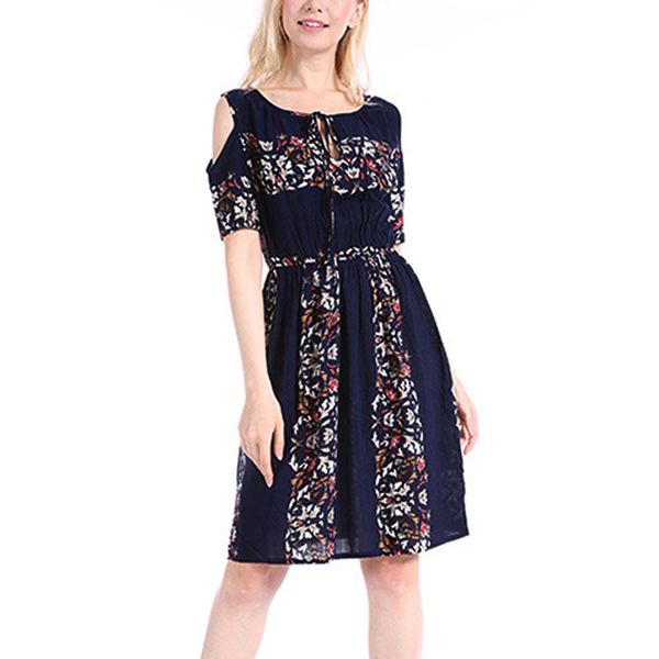 

2018 summer dress women floral pattern o neck bohemian beach casual dress vestido summer dresses girls #415, White;black