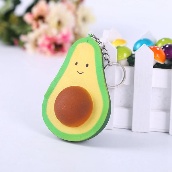 

10cm jumbo avocado smile squishy straps keychain charm soft squeeze slow rising simulation fruit kids fun gift keyring, Silver