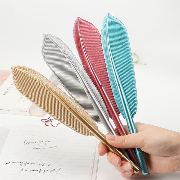 

2pcs beautiful feather gel pen for school stationery kawaii plastic writing pens office stationery supplies
