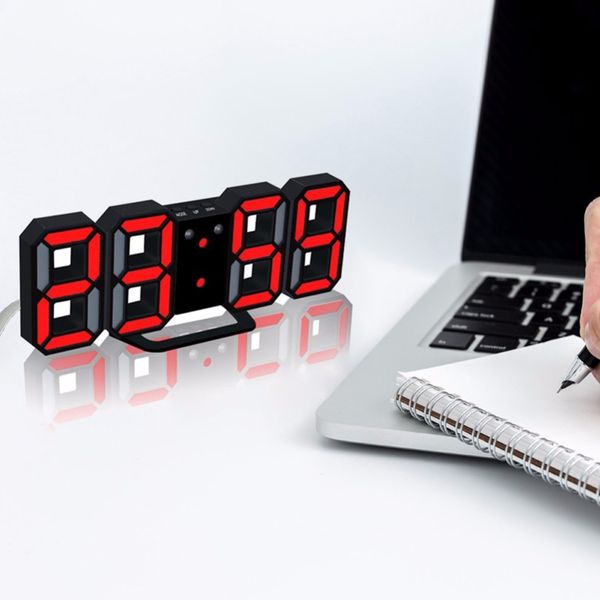 

new modern digital led table clock watches 24 or 12-hour display alarm snooze alarm clock for home room decal gift