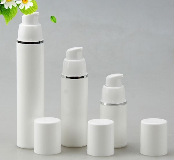 

15ml 30ml 50ml pp airle bottle white airle vacuum pump lotion bottle with ilver line co metic packaging