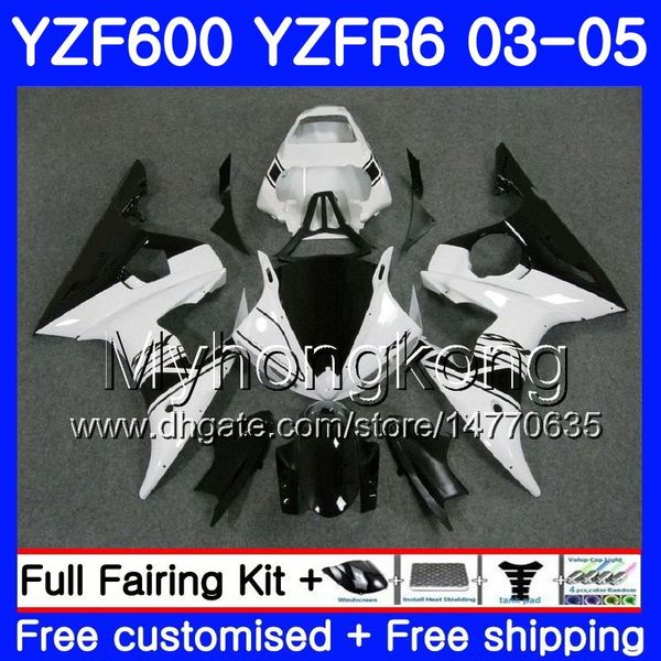 Corpo para YAMAHA YZF-600 YZF-R6 03 YZF R6 branco capota quente 2003 2004 2005 Carroçaria 228HM.31 YZF 600 R 6 YZF600 YZFR6 03 04 05 Kit de Carcaças