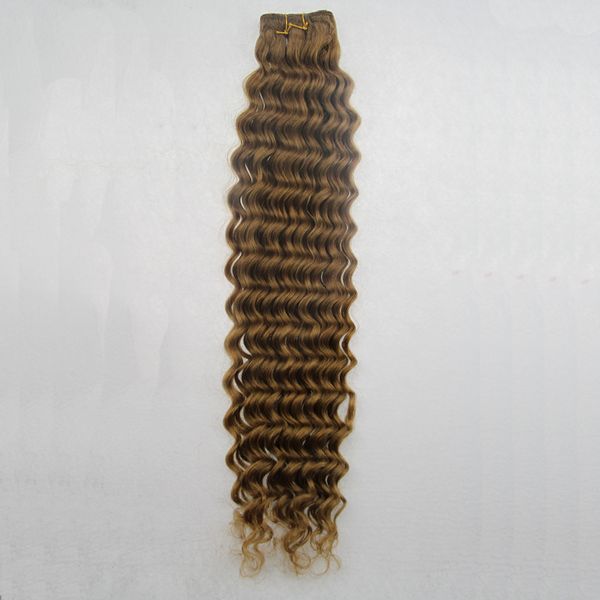 Onda profunda brasileira cabelo humano 1 peça tecer pacotes de cabelo 10-26 polegada marrom claro frete grátis cabelo remy atacado