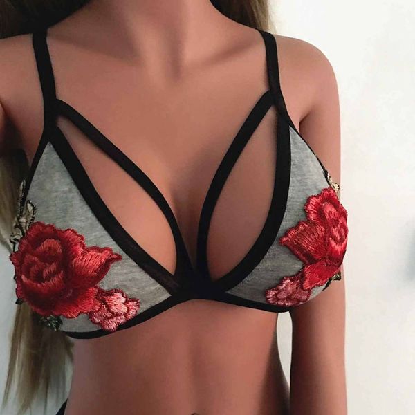 

fashion women lace sheer lingeire bra elastic bandage floral embroidery bralette crop asd88, White;black