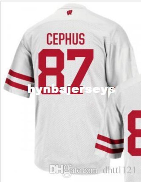 

men #87 red white quintez cephus wisconsin badgers alumni jersey stitched football jerseys, Black;red