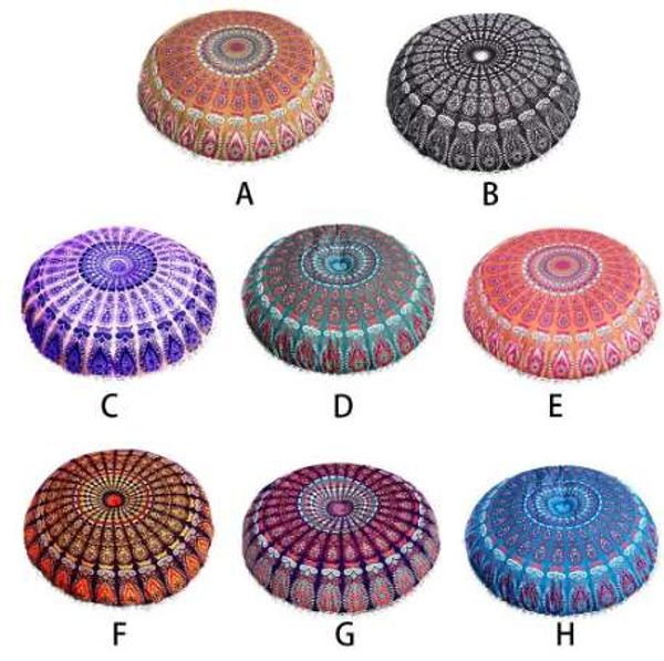 Indian Mandala Floor Pillows Round Bohemian Cushion Pillows Cover