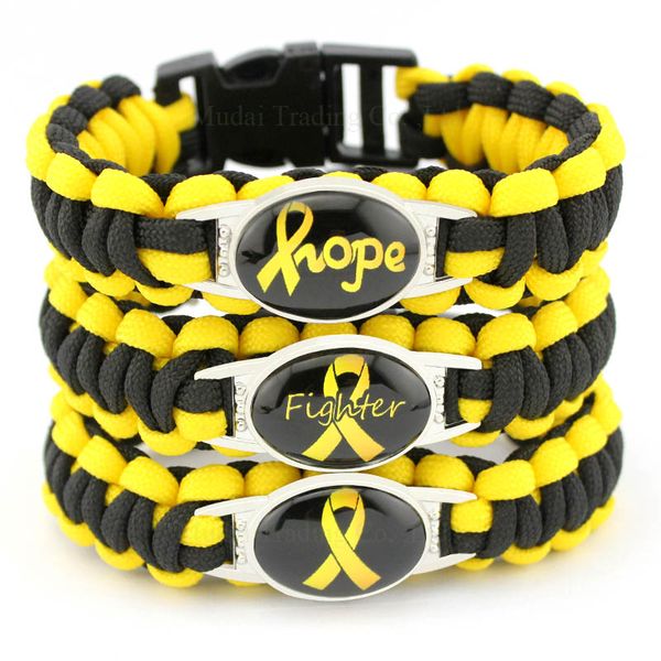 

custom yellow awareness hope ribbon paracord bracelet support troops pow mia suicide prevention sarcoma spina biffida, White