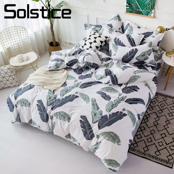 

solstice home textile banana leaf navy blue duvet cover pillowcase flat sheet teen woman girl bedding linen set bedclothes