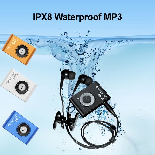 Lettore MP3 impermeabile IPX8 Nuoto Immersioni Surf 8GB / 4GB Lettore musicale per cuffie sportive con clip FM Walkman MP3Player