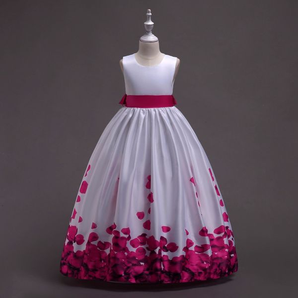 

girls dress kids princess wedding evening party dress teenage carnaval costumes girl clothing, Red;yellow