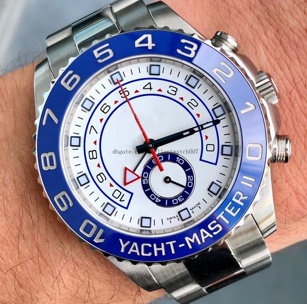 

blue ceramic bezel 116680 44mm white dial case stainless steel case and bracelet automatic mens watch man wristwatch, Blue;white