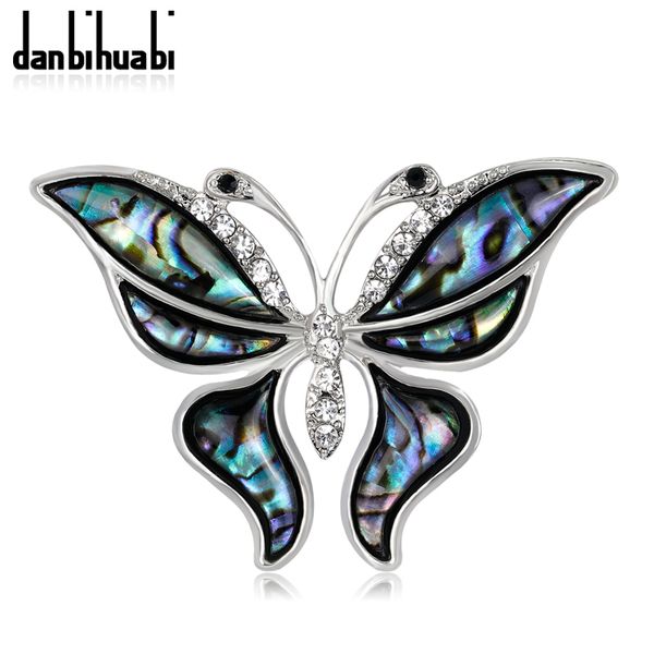 

danbihuabi women's brooch butterfly pin metal badge shell pins and brooches for women cute animal rhinestone brooches scarf, Gray