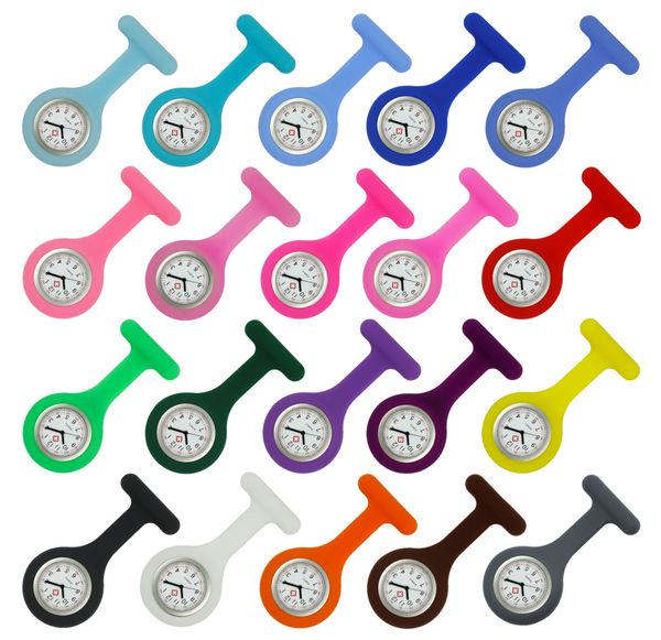 100 PÇS / LOTE Enfermeira Médica relógio Clipe De Silicone Relógios de Bolso Moda Enfermeira Broche Fob Túnica Capa Médico de silicone relógio de Quartzo NW026