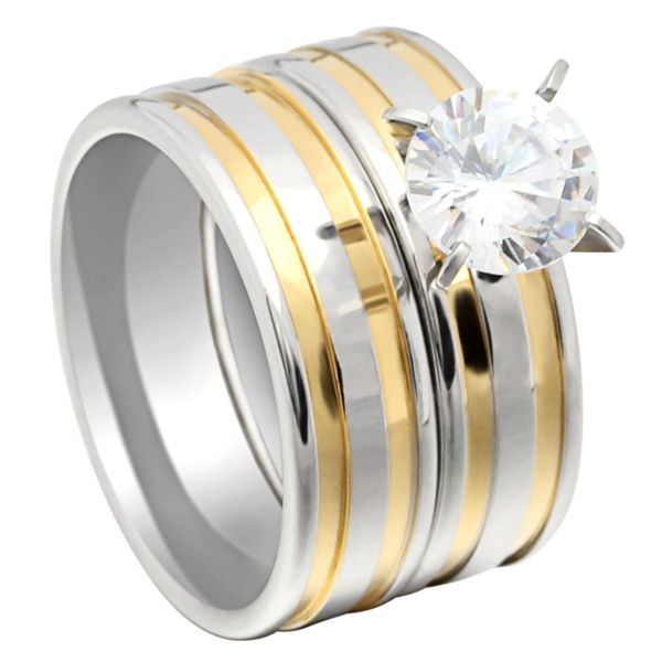 

x-jue 6mm white gold color rings plus cubic zirconia for women gold color stainless steel women wedding ring engagement jewelry, Silver