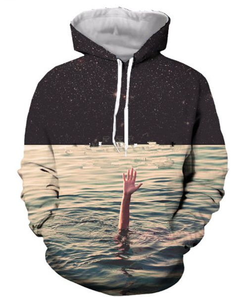 

новое прибытие новинка дизайн сюрреалистический цифровой серии искусства мужчины женщины 3d печати harajuku стиль футболка /толстовки / толс, Black