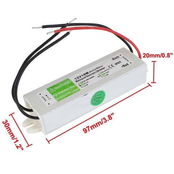 30 pcs DC 12V 10W À Prova D 'Água IP67 Electronic Driver Adaptador Adaptador Ao Ar Livre Fonte de Alimentação LED tiras de iluminação transformador AC 90-250V