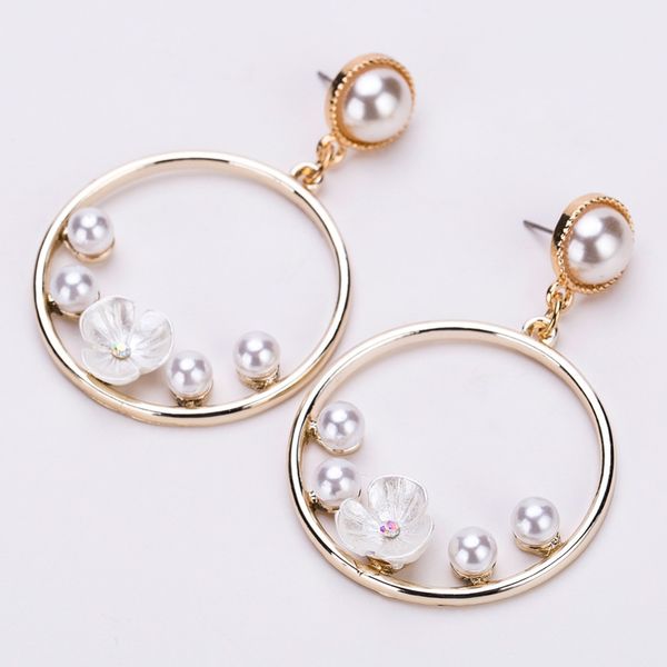 

simulated pearl earrings for women statement earrings 2018 circle dangle earrings large earing spring summer party jewelry, Silver