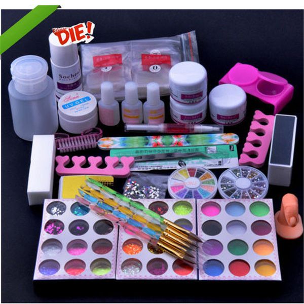 

acrylic powder liquid manicure set nail kit set 36 color uv gel polish uv led lamp gel nail art tools kit