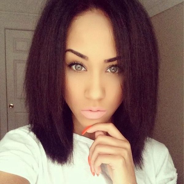 Short Yaki Synthetic Wigs For Black Women Short Bob Wig Natural