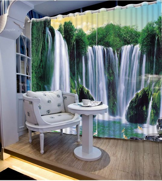 

custom 3d curtains lotus waterfall landscape curtains for bedroom kitchen window curtains luxury living room curtain