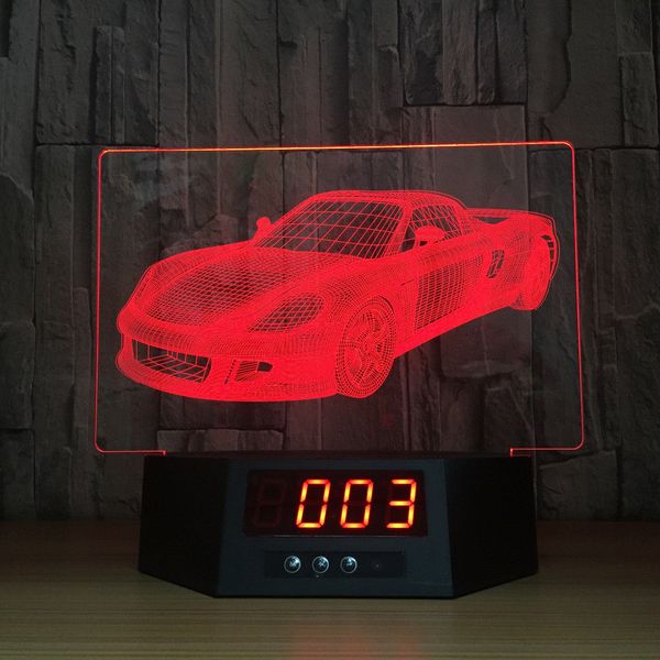 Modelli di auto sportive Luci notturne illusione 3D Lampada da scrivania a LED a 7 colori con decorazione # R42