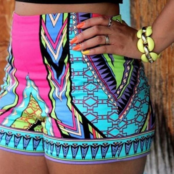 

summer retro women high waist shorts floral print beach gym shorts pants wholesale, White;red