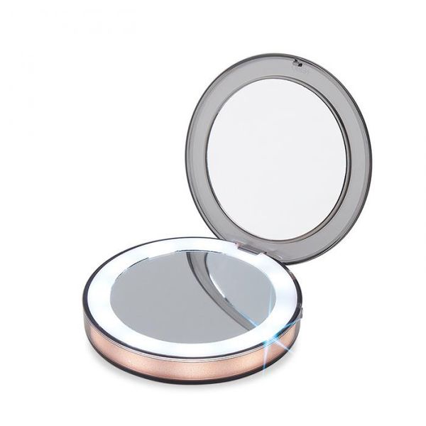 LED Iluminado Mini Maquiagem Espelho 3X Magnifying Compact Travel Portátil Sensing Iluminação Maquiagem Espelho Verde / Rosa / Rosa de Ouro