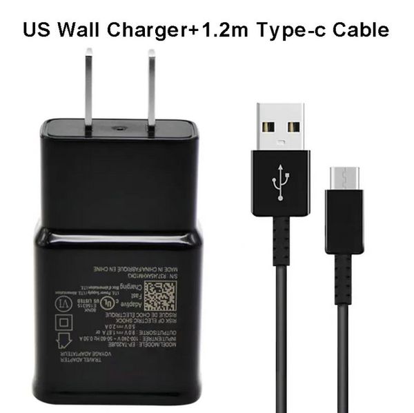 USB быстрое зарядное устройство для S8 9V 2A Travel Wall Plug Adapter Full 2a Домашняя зарядка док-станции с типом C Черный кабель 2 в 1