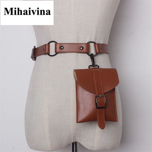 

mihaivina fashion women bag leather waist bags pouch fanny pack wallet holder women vintage belt bag