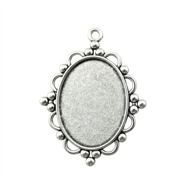 

5 pieces cabochon cameo base tray bezel blank jewelry materials flower single side one hanging inner size 30x40mm oval cameos and cabochons, Slivery;crystal