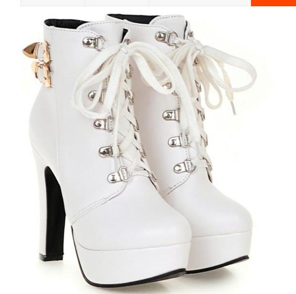 

women boots in winter high coarse heel waterproof table, Black