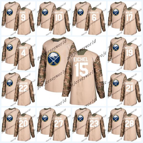 

Youth 15 Jack Eichel Buffalo Sabres Camo Veterans Day 2017-2018 Season Jerseys Ryan O'Reilly Jason Pominville Evander Kane Hockey Jerseys