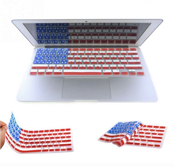 US-amerikanische Flagge Sterne und Streifen Haut Silikon Schutz Tastatur Abdeckung Film Schutz für MacBook Air 11'' 13'' Pro 13'' 15'' 17''