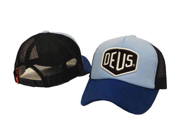 

deus ex machina baylands trucker snapback cap black motorcycles mesh baseball hat sports uzi gun cap hip hop deus hat, Blue;gray