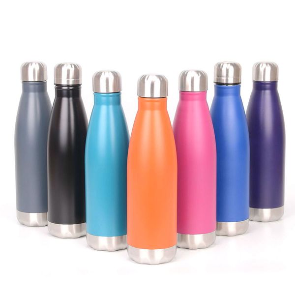 

500ml vacuum water bottle stainless steel cola shape wide mouth double insulated thermos cooler mug cup drinking water cup wx9-912