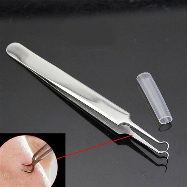 

1pc blackhead tweezers eyelash extension nipper anti acid steel needle tweezers removal acne face care curved straight nail tool