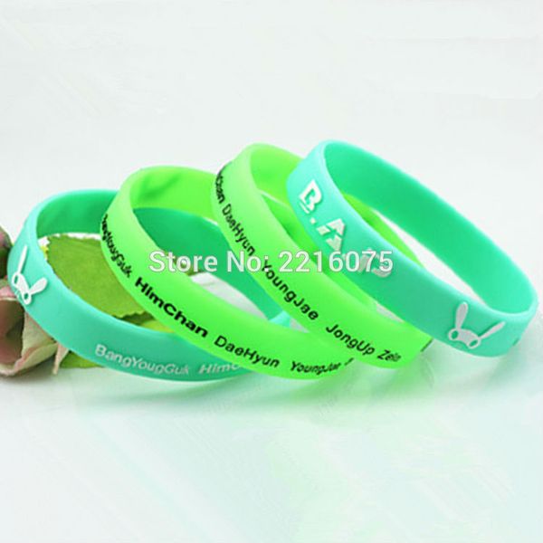

300pcs 3d b.a.p k-pop bap wristband silicone bracelets by dhl express, White
