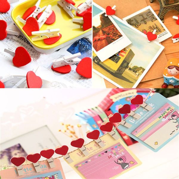 

40 pcs mini heart love wooden clothes p paper peg pin clothespin craft postcard clips home wedding decoration