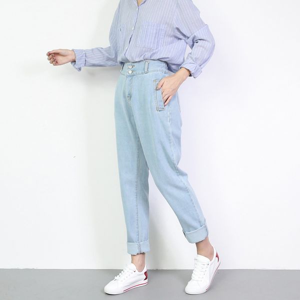 

lguc.h 2018 jeans woman loose high waist women jeans plus size trendy boyfriend jean full female trouser fall autumn clothes 5xl, Blue