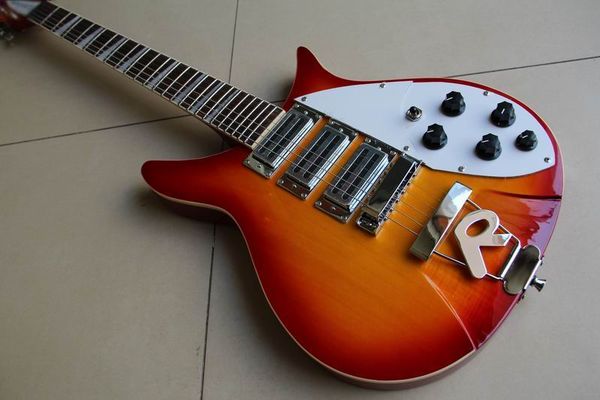 

Shippingnew arrival rick electric guitar 3 pickup mahogany body neck in cherry unbur t 110925