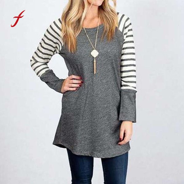 

2018 daily t shirt women fashion loose striped print women t-shirt long sleeve comfortable t shirt harajuku plus size, White