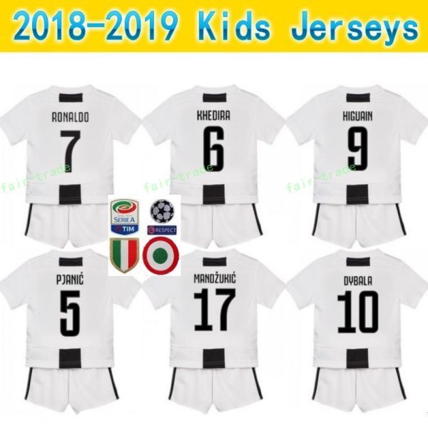 

2018 2019 occer fc youth juventu jer ey kid et white ronaldo chiellini co ta mandzukic dybala matuidi children football hirt kit