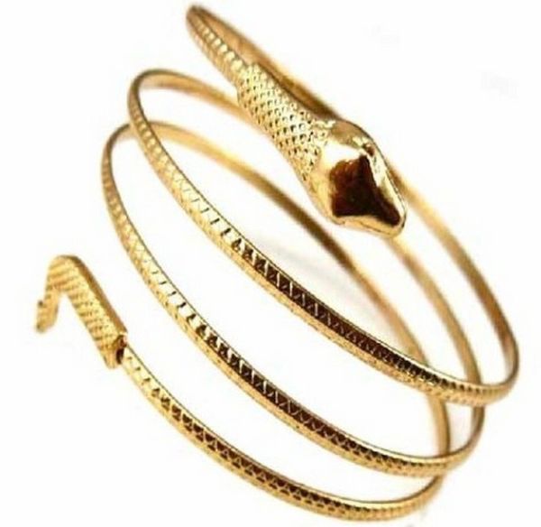 

punk bangle coiled snake spiral upper arm cuff armlet armband bangle bracelet men jewelry for women party barcelets, Black