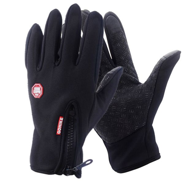 

1pair men's winter touch screen windproof outdoor sport gloves for men women driving waterproof full finger glove warm sale, Black
