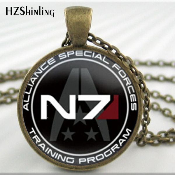 

2020 new art glass dome mass effect inspired n7 necklace mass effect pendant jewelry glass p necklace hz--a312, Silver